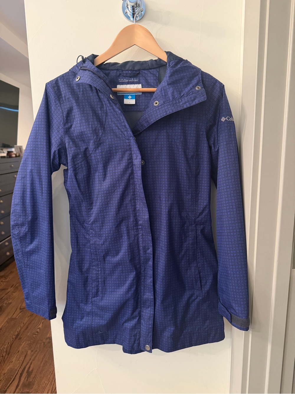 Columbia Women's Royal Blue patterned Hooded Trench Coat